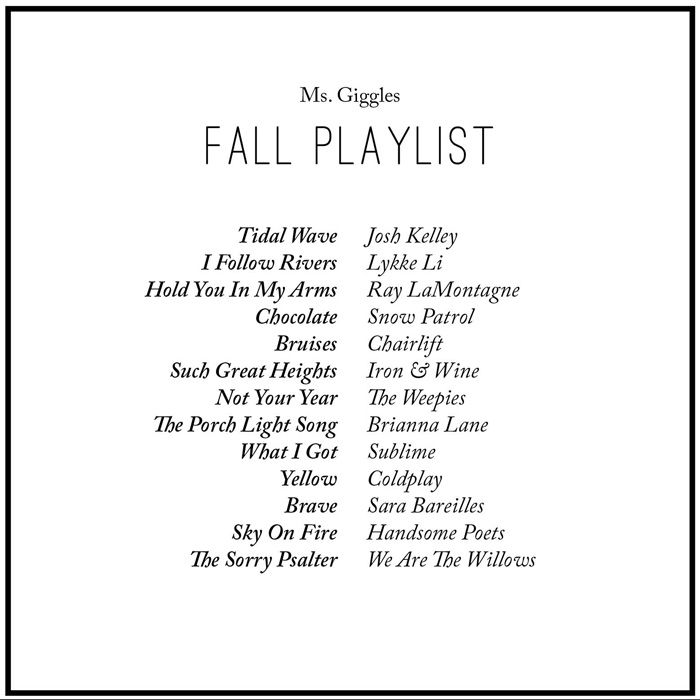Love Fall Playlist To To In